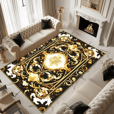 Europees Prachtig Gouden Tapijt Woonkamer Luxe Decoratie Bankzijde Antislip Kleden voor Slaapkamer Garderobe Vloermatten Wasbaar 60*90cm