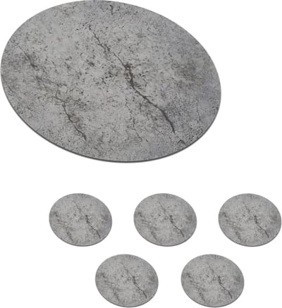 Onderzetters voor glazen - Rond - Beton - Muur - Industrieel - Patronen - 10x10 cm - Glasonderzetters - 6 stuks