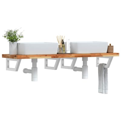 vidaXL - Badkamer - wandschap - staal - en - massief - acaciahout