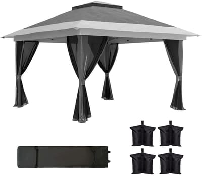 Roossentials vouwtent - Tent - Pop-up tent - 3,6 x 3,6 meter - Met 4 zijwanden - Anti-uv -8 tot 12 personen - Grijs