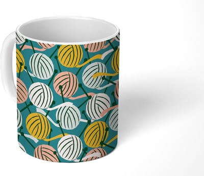 Mok - Koffiemok - Breien - Wol - Patronen - Mokken - 350 ML - Beker - Koffiemokken - Theemok