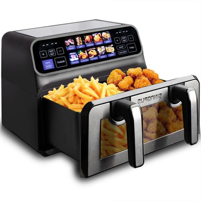 Sinaopus 802 - Digitale Airfryer XXL- 10 L - Snelle Opwarming 10 Programma’s – Kijkvenster – Makkelijk te Reinigen – Capaciteit voor 6 Personen
