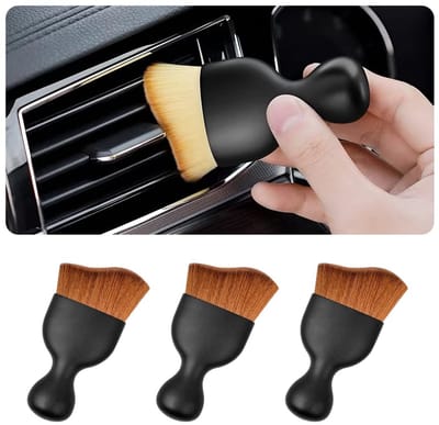 SPHProducts - Auto-reinigingsborstel - Stofborstel voor interieur - Zachte borstelharen - Donkerbruin - Multifunctionele borstel - Geschikt voor auto