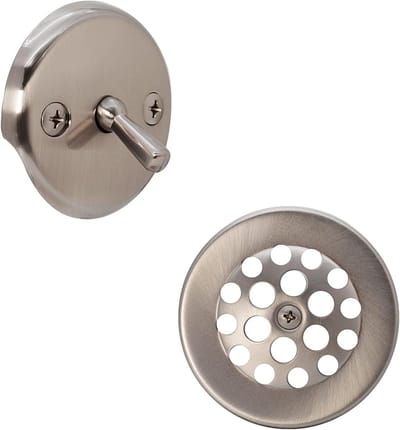 Badkuip Afvoer Trimset - Reparatieset Kraanonderdeel - Badkamer Reparatie - Universele Hefboom Trip - 1-3/8 Inch Schroefdraad - Satijn Nikkel