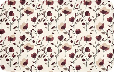 Badmat 80x50 cm - Antislip - Bloemen - Botanisch - Bordeaux - Badmatten voor badkamer - Badkamermat - Douchemat - Badkamer mat
