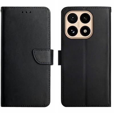 Coverup Hoesje - Geschikt voor Xiaomi 15T Hoesje - Coverup Genuine Leather Book Case - Echt Leder - Zwart