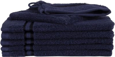 Homéé washandje Ruche marine blauw 16x24cm gekamde katoen 550g. m² 6 stuks