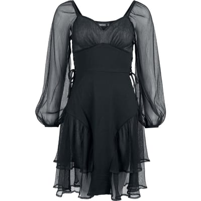 Jawbreaker - Gothic Midi-jurk - Crinkle Mesh en Jersey Mini-jurk - XS tot L - voor Vrouwen - zwart