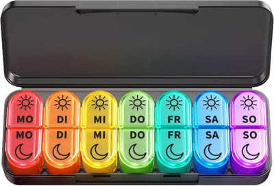 carmdering - Pillenbox 7 Dagen - Wekelijkse Medicijndoos - Tablettenorganizer - Gemakkelijk Te Openen - Grote Capaciteit - BPA-Vrij Kunststof - Duurzaam En Kleurvast - Ideaal Voor Reizen En Dagelijks Gebruik - 1 Stuk