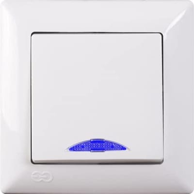 Inbouw Schakelaar - Wandschakelaar aan/uit - Verlichting Bediening - Met Controlelampje - 82 x 82 mm - Wit