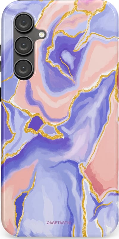Casetastic hoesje geschikt voor Samsung Galaxy S23 FE - Dubbellaagse bescherming - Riviergloed - Fashion Case - Lavendel Lichtgrijs Zand Lichtroze