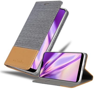 Cadorabo Hoesje geschikt voor Huawei P20 PRO / P20 PLUS in LICHTGRIJS BRUIN - Beschermhoes met magnetische sluiting, standfunctie en kaartvakje Book Case Cover Etui