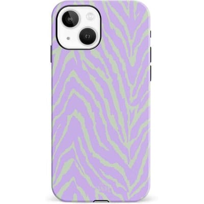 xoxo Wildhearts Main Character - Double Layer - Hoesje geschikt voor iPhone 13 case - Siliconen hoesje met zebraprint - Dierenprint - Zebra - Hardcover - Beschermhoes - Optimale bescherming - Paars - Groen