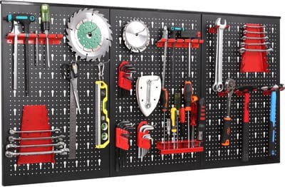 Roxana® Gereedschapswand - Gereedschapsbord - Zwart - Werkplaats - Metaal - 120x60x2cm - 6,4 Kg - Inclusief 17-Delige Gereedschaphoudersset