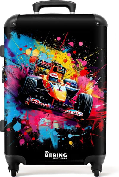 NoBoringSuitcases.com® - Koffer groot - Rolkoffer lichtgewicht - Formule 1 auto met graffiti - Reiskoffer met 4 wielen - Grote trolley XL - 20 kg bagage