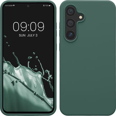 kwmobile telefoonhoesje geschikt voor Samsung Galaxy S24 FE - Hoesje met siliconen coating - Smartphone case in dennengroen