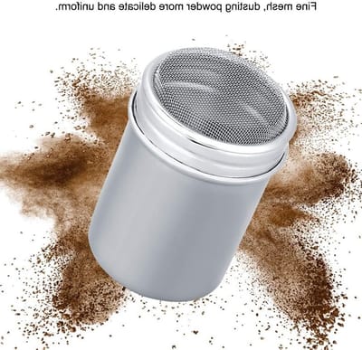 Poeder Shaker van RVS voor Koffie, Suiker, Cacao en Peper met Fijn Gaasdeksel voor Bakken en Koken
