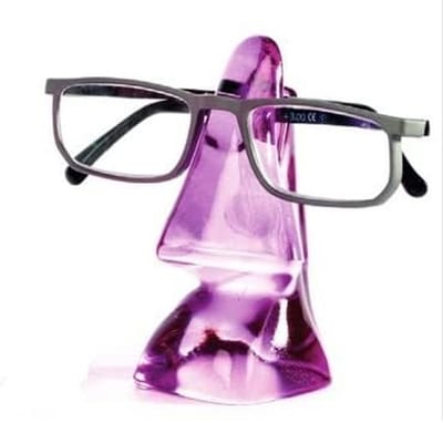 Brilhouder Glas Neus - Glazen Display Stand - Brillen Opbergen Decoreren - Lichtreflecterend Design - 10 cm Hoogte - Helder Paars