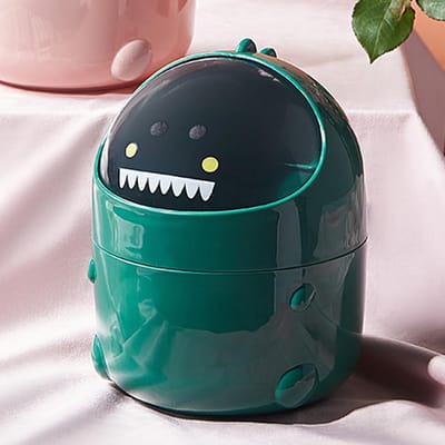 Opbergbakje Klein - Prullenbakje Bureau - Bureau Organisatie - Inklapbaar Deksel - Compact Formaat - Groen Zwart
