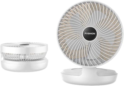 Tafelventilator - USB-ventilator - 90° opvouwbaar - Klein - Wandmontage - Draadloos - USB-oplaadbare ventilator - Met haak - Wit