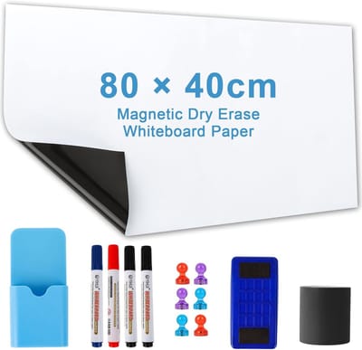 SnelShoppen - Cinnani Magnetisch Whiteboard 80 x 40 cm - Zelfklevend, Afwasbaar, Inclusief 4 Markers, Gum en 6 Magneten - Multifunctioneel Bord voor S
