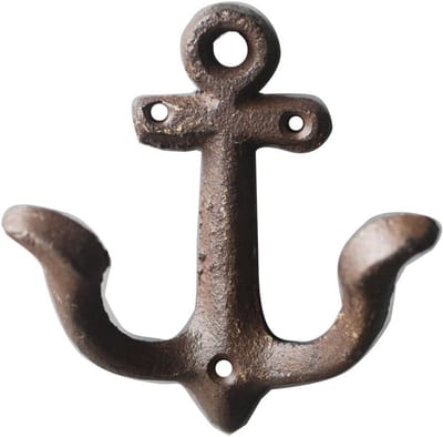 Vintage Rustieke Gietijzeren Nautische Anker Wandhaken voor Jassen en Handdoeken - Antieke Shabby Chic Decoratieve Haak voor Badkamer en Woonkamer