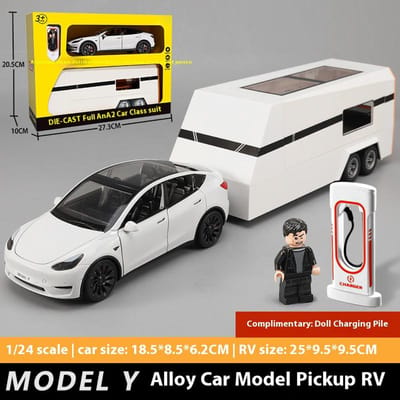 1:24 Model Y Model X Model S Trailer Rv Legering Diecast Metaal Auto Model Gesimuleerd Speelgoed Voertuig Collecties Hobby Verjaardagscadeaus Jongen