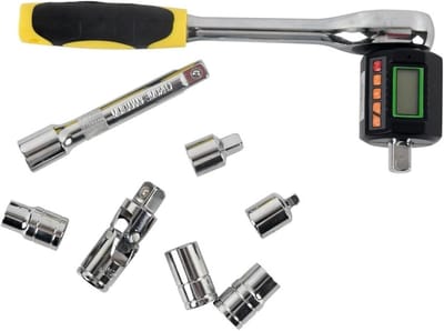 Digitale Koppeladapter - Momentsleutel Set - Precisie Afstelling - Direct Afleesbaar LCD - 3-30 Nm - Zwart