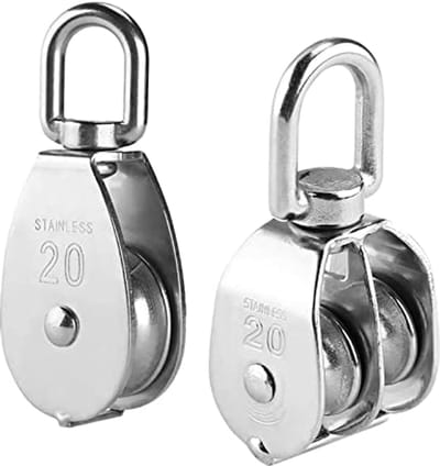 Allecta - Katrol voor het tillen van voorwerpen - 2 stuks - M20 - 20 mm - RVS - draaikraan haak - belasting tot 80 kg
