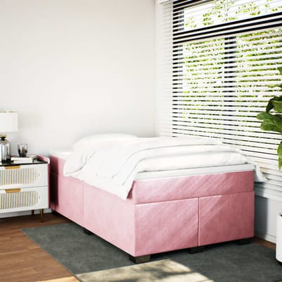 vidaXL - Boxspring - met - matras - fluweel - roze - 120x190 - cm