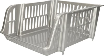 Plasticforte Stapelbare opbergmand - Zilver - 16L - kunststof - 38 x 28 x 15 cm
