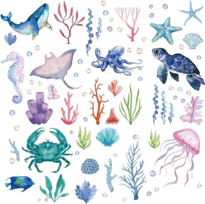 EGoods - Zeeleven Muurstickers Set voor Slaapkamer en Woonkamer - Marine Thema Decoratie - Zelfklevend en Waterdicht.