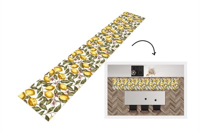 Keukenloper - Loper keuken - Patroon - Bloemen - Citroenen - Citrus - 300x50 cm - Keukenloper vinyl