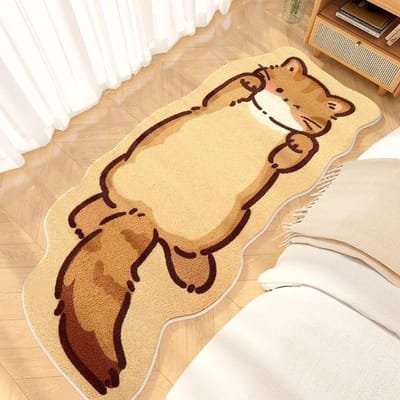 Schattig Ins Stijl Kat Speciaal Vormig Pluche Slaapkamer Tapijt Woonkamer Bank Deken Kinderdeken Kamer Antislip Bedzijde Deken 50*80cm