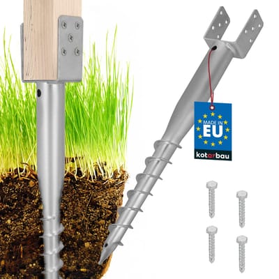 KOTARBAU® Paalhouder - Inschroefbare Paalhouder - Paalvoet 90 x 710 mm Gegalvaniseerde Paalhouder - Paalsteun - Schroeffundering - Inschroefbare Paalhuls voor Schuttingpalen en Houten Balken - Zilver
