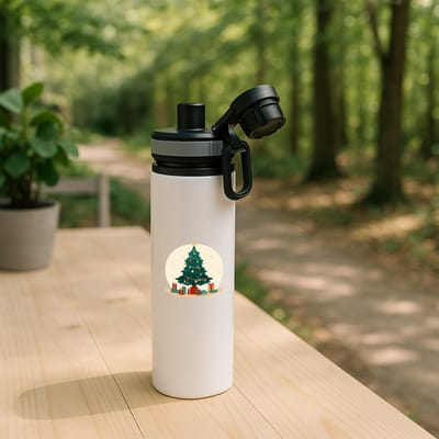 Hacebo® - Kerst kerstboom waterfles met draaidop grijs - Kerstmis - Kerst beker - winter - kerst - christmas - kerst cadeau - water fles - 850ML
