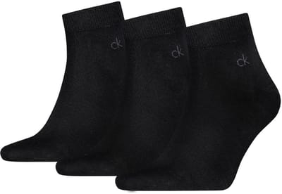 Calvin Klein - Quartersokken Heren - 3 paar CK Sokken - Zwart - Maat 39/42