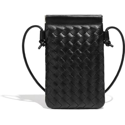 Verticale Mini Munt Mobiele Telefoontas, Klein en Lichtgewicht, Schoudertas Crossbody Dames, Modieus en Casual, Handgeweven Tas black