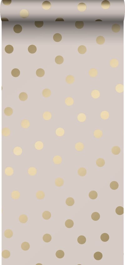 ESTAhome behang stippen zacht roze en goud - 53 cm x 10.05 m - 139244