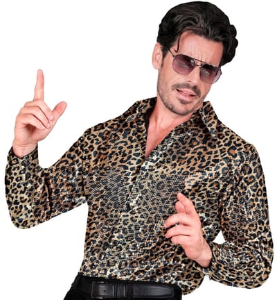 Paillettenshirt heren luipaard