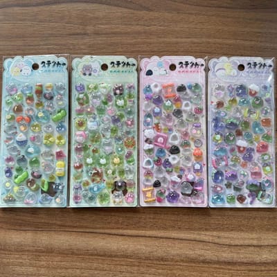 4 Stuks Kawaii Transparante Dier Pop Stickers Glinsterende Decoratieve Stickers Voor Scrapbook Notitieboek Kantoorbenodigdheden Sticker Story Winkel gray