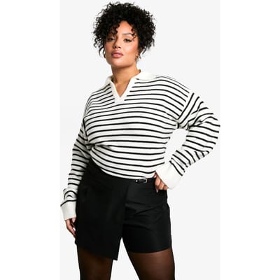 boohoo Dames plus riemdetail wrap skort | Black | Maat: 22