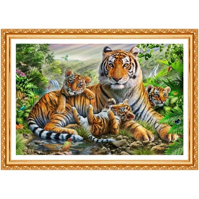 DIY Diamond Painting Tijger Borduurdieren Foto van Steentjes Diamant Kruissteek Decor 20X30CM beige