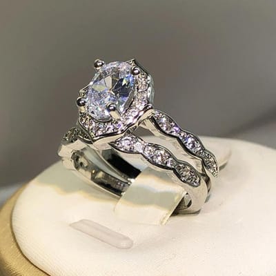 925 Zilver Nieuwe Collectie Vierklauw Ronde Zirkonia Dubbele Ringen Voor Dames Feest Verjaardag Sieraden Cadeau 9
