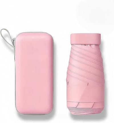 Mini-paraplu - Reisparaplu - Zonneparaplu - kleine zakparaplu - inklapbaar, reisparap, uv-bescherming - 1 set - Inclusief opbergtas(Lichtroze)