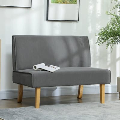 Sweiko 2 zits Bank - Corduroy-stof - Dikke vulling - Houten poten - Grijs