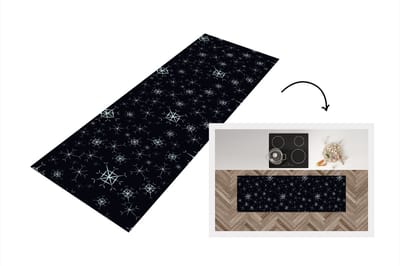 Keukenloper - Loper keuken - Winter - Sneeuwvlok - Patroon - 150x50 cm - Keukenloper vinyl