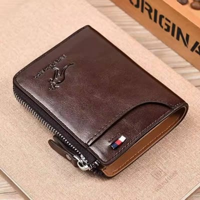 Portefeuille Homme Cuir Porte-Cartes de Visite Porte-Monnaie à Fermeture Éclair Portefeuilles de Luxe pour Homme Protection RFID Portefeuilles Carteira Masculina Luxe marron