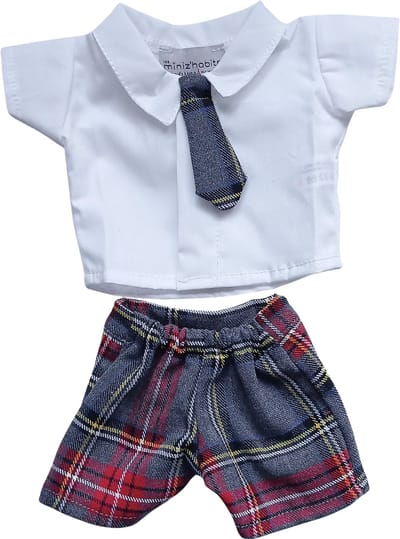 Minikane Gordi Poppenkleding Kledingset William Grijs Geruit 34 cm