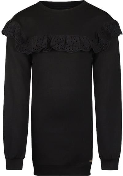 No Way Monday - meisjes jurk zwart broderie